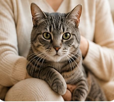 Gato acompañado por su familia