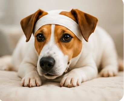 Perro recibiendo cuidados durante su recuperación